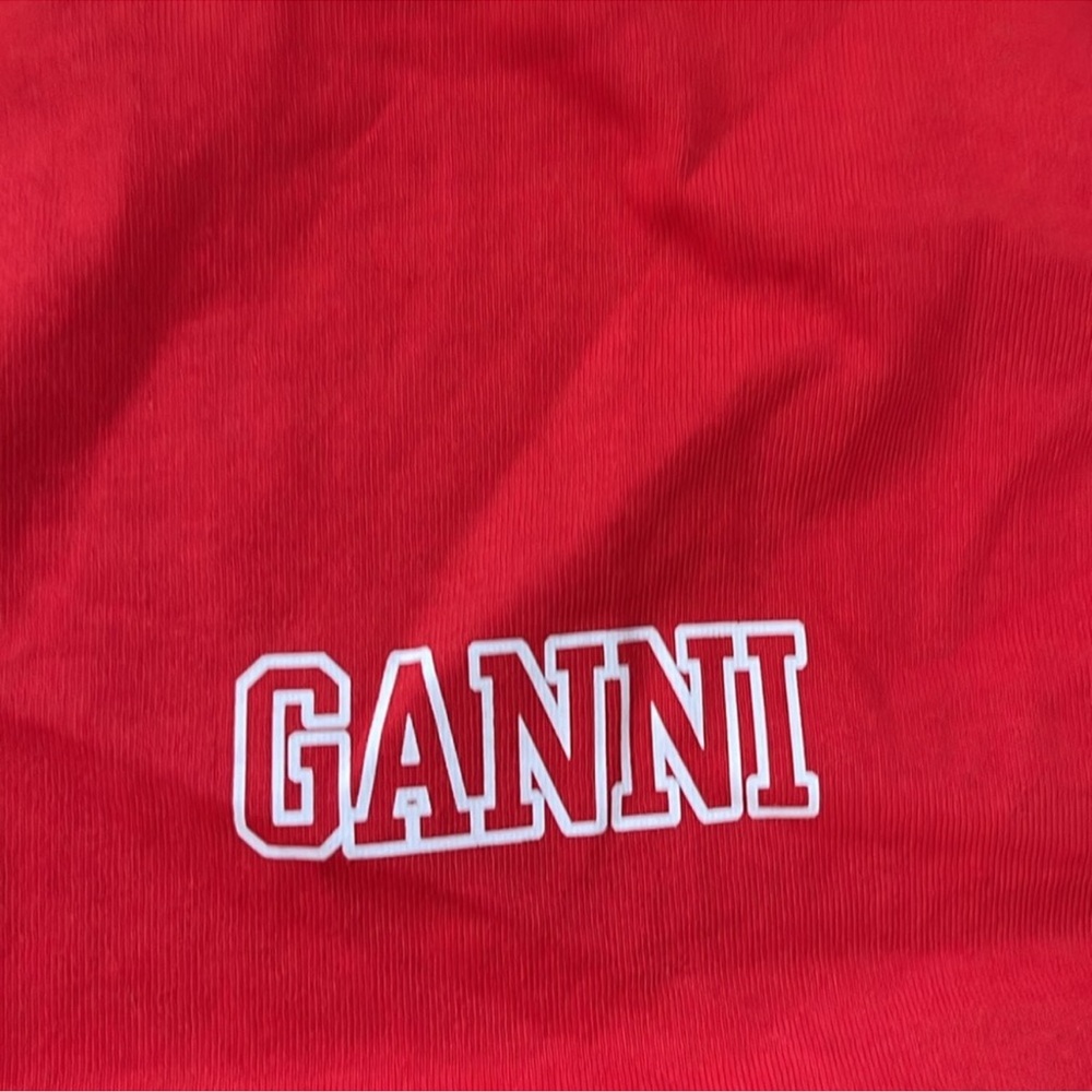 Ganni Red Short Sleeve Tee - Picture 4 of 11